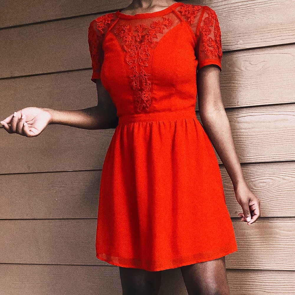 Embroidered Red Dress